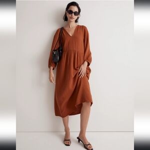 Madewell Lightspun V-Neck Midi Dress